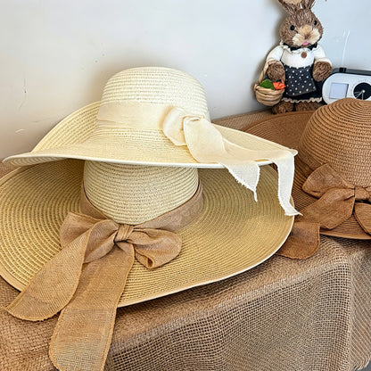 Wide Brim Straw Hat Womens Beach Sun Hat Vacation Style for Women