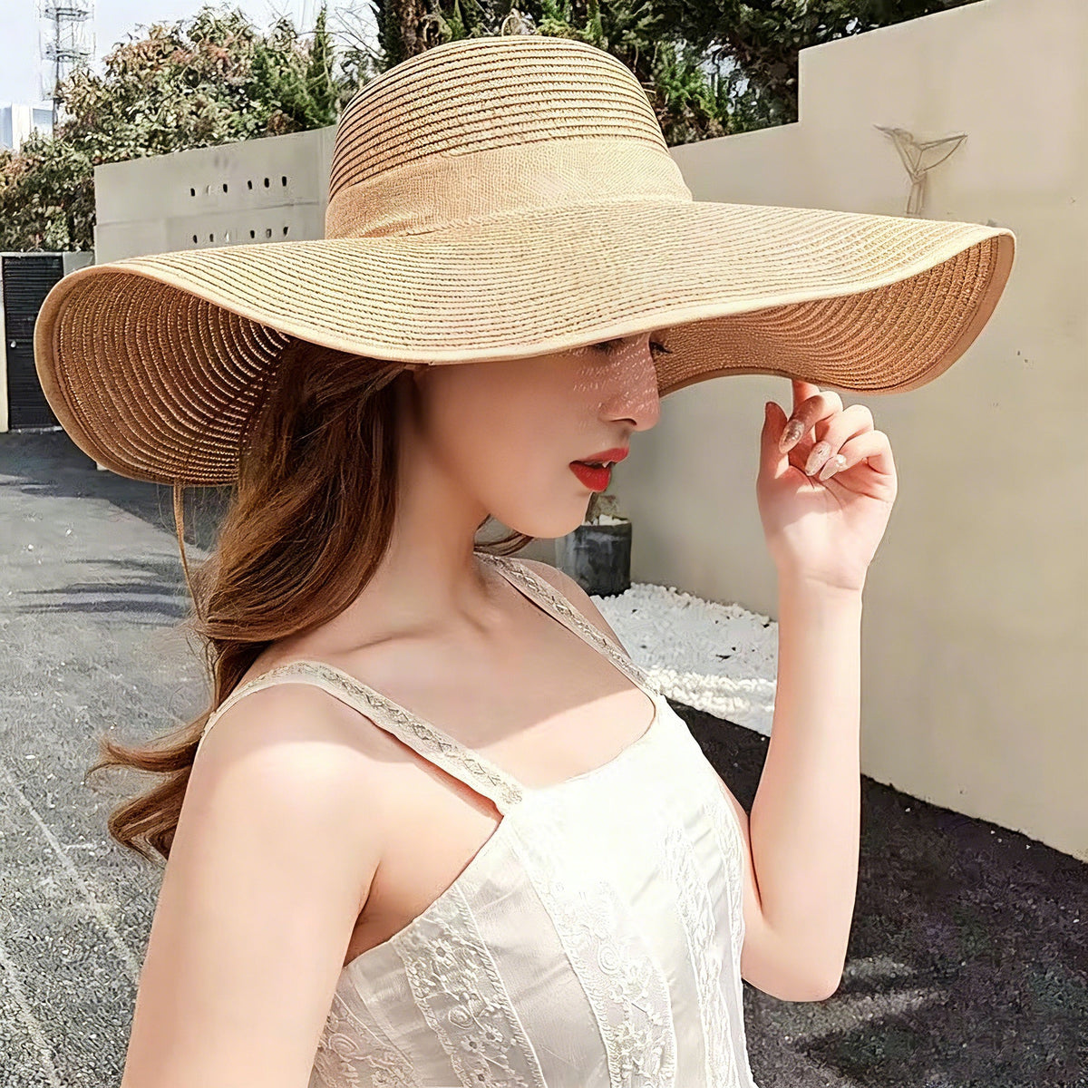 Wide Brim Straw Hat Womens Beach Sun Hat Vacation Style for Women